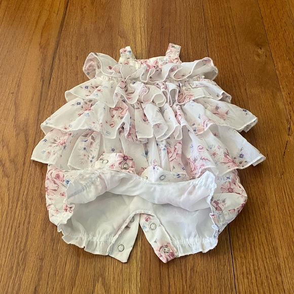 Edgehill Collection Victoria Roses Ruffle Baby Girl One Piece - Picture 4 of 6